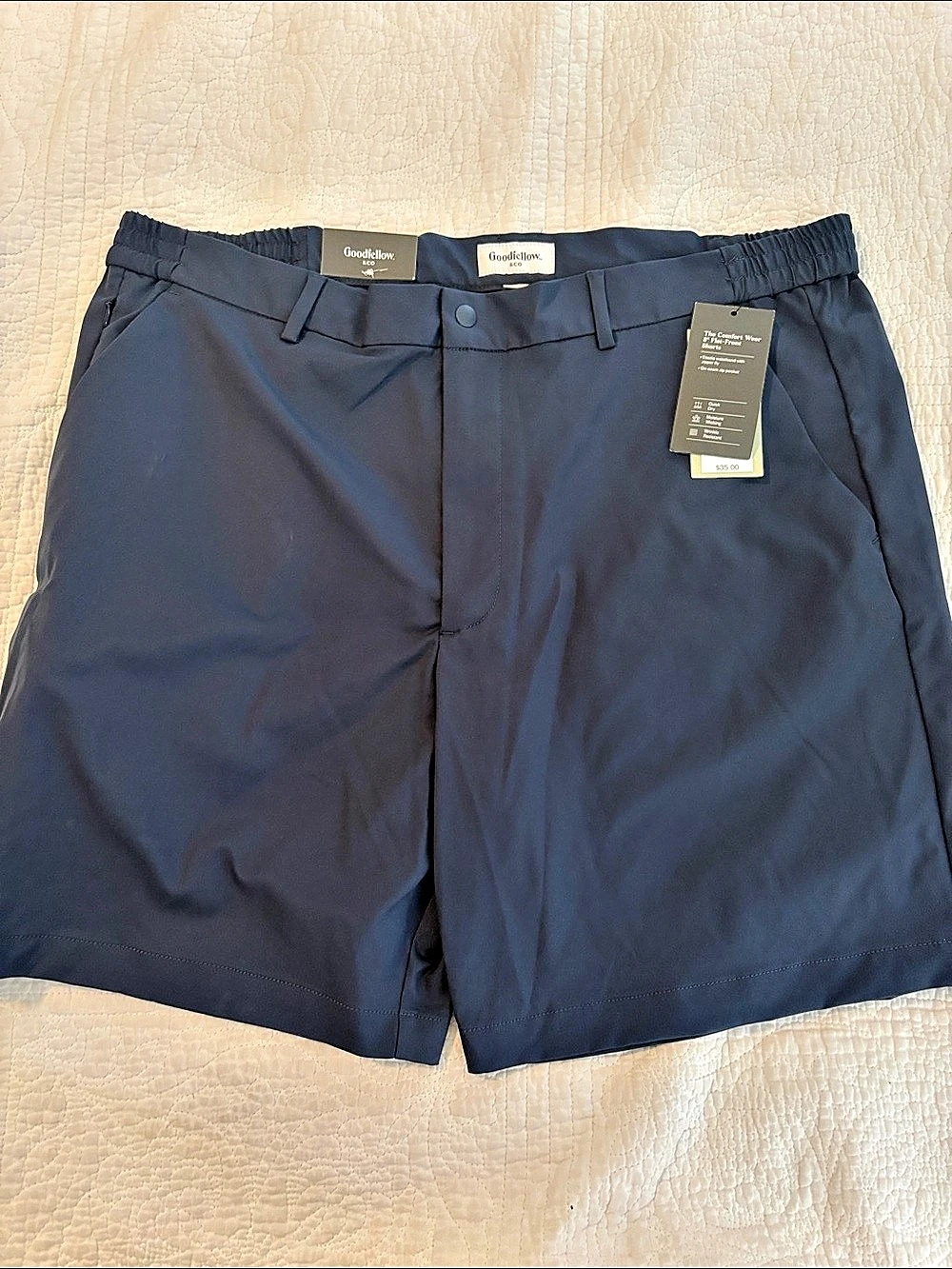 Goodfellow & Co The Comfort Wear 8" Flat-Front Shorts Men's Blue XL NWT